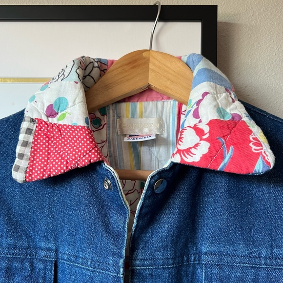 Carleen one of a kind denim jacket with scrap quilt lining size S - Picture 6 of 11
